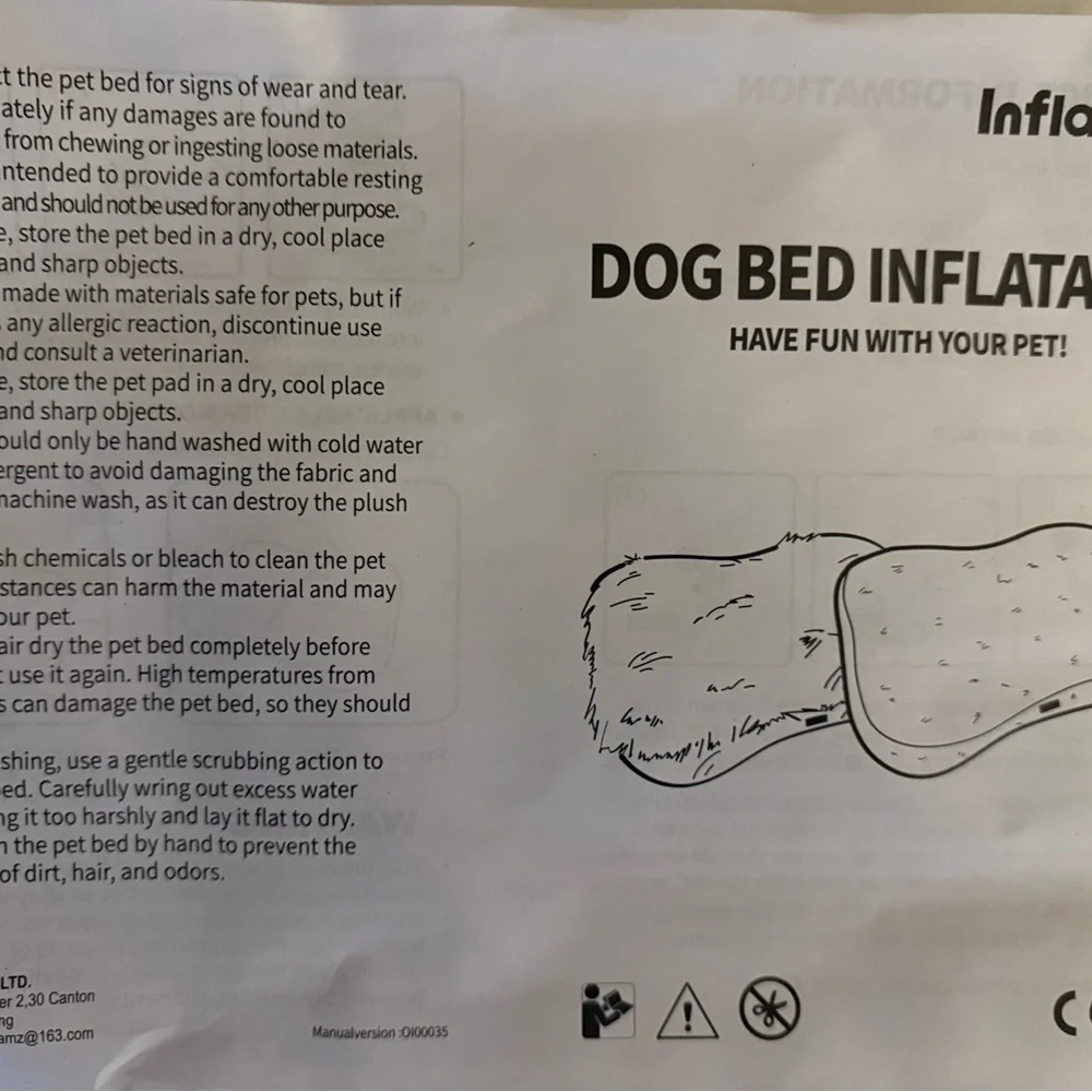 Inflatefly Inflatable Dog Bed - Crystal Silky Faux Plush - Medium
